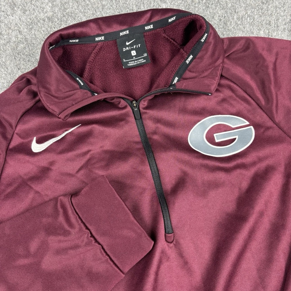 Nike Dri Fit Pullover Womens Small Maroon 1/4 Zip Sweatshirt G Logo Athletic